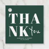 Chic Emerald Green Bold danke Ihnen für Ihre Hochz Geschenkanhänger (Vorderseite)