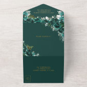 Chic Emerald Green Floral Quinceanera Butterflies All In One Einladung (Außenbereich)