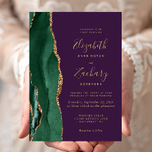 Chic Emerald Green Gold Agate Lila Hochzeit