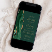 Chic Emerald Green Gold Agate Wedding Einladung