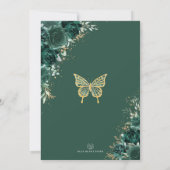 Chic Emerald Green Gold Quinceañera Princess Gown Einladung (Rückseite)