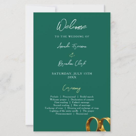 Chic Emerald Green Gold Rings Wedding (Vorderseite)