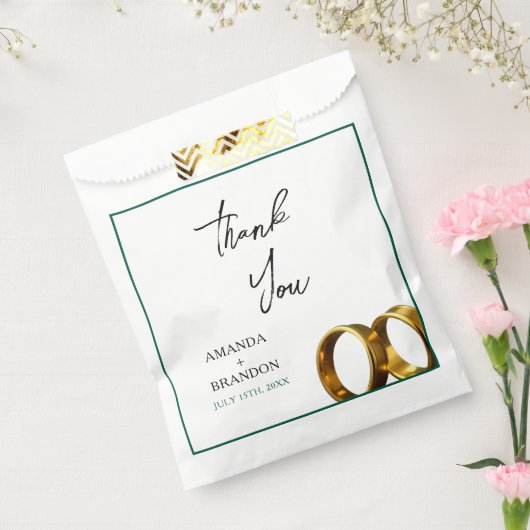 Chic Emerald Green Gold Rings Wedding Geschenktütchen (Versiegelt)