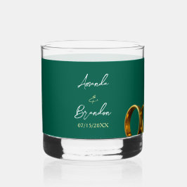 Chic Emerald Green Gold Rings Wedding Whiskyglas