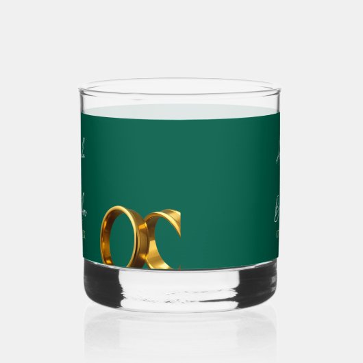 Chic Emerald Green Gold Rings Wedding Whiskyglas (Rechts)