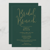 Chic Emerald Green Gold Script Bridal Bunch Dusche Einladung (Vorne/Hinten)