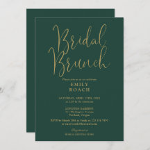 Chic Emerald Green Gold Script Bridal Bunch Dusche
