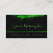 Chic Emerald Green Metallic Foil Paint Stroke Visitenkarte (Rückseite)