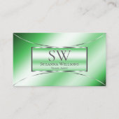 Chic Emerald Green mit Silver Decoder und Monogram Visitenkarte (Vorderseite)