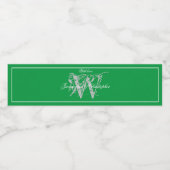 Chic Emerald Green Monogram Names Niedlich Wedding Wasserflaschenetikett (Einzelnes Label)