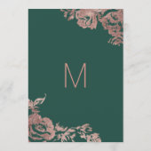 Chic Emerald Green Rose Gold Floral Wedding Programm (Rückseite)