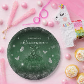 Chic Emerald Green Silver Glitzer Gown Quinceañera Pappteller (Party)