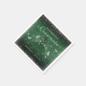 Chic Emerald Green Silver Glitzer Gown Quinceañera Serviette (Ecke)