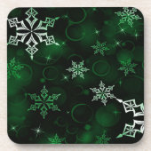 Chic Emerald Green Snowflake Motif Getränkeuntersetzer (Vorderseite)
