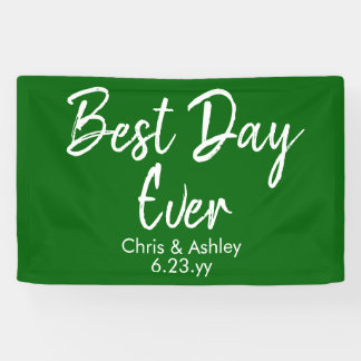Chic Emerald Green Wedding Reception Best Day Ever Banner
