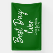 Chic Emerald Green Wedding Reception Best Day Ever Banner (Vertikal)