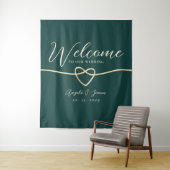 Chic Emerald Green Wedding Willkommen Hintergrund Wandteppich (Beispiel)