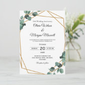 Chic Emerald Greenery Hochzeitstag Einladung (Stehend Vorderseite)