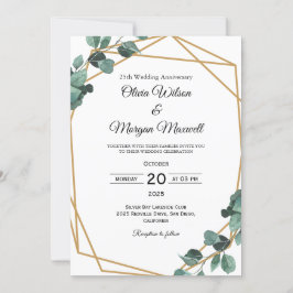 Chic Emerald Greenery Hochzeitstag Einladung