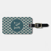 Chic Emerald Ivory Diamond Muster Custom Monogram Gepäckanhänger (Vorderseite horizontal)