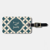 Chic Emerald Ivory Geometric Muster Monogram Gepäckanhänger (Vorderseite horizontal)