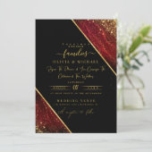 CHIC EMERALD RED DARK FOIL ABSTRAKT AGATE WEDING EINLADUNG (Stehend Vorderseite)