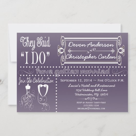 Chic Empfang nur Chalkboard Einladung (Vorderseite)