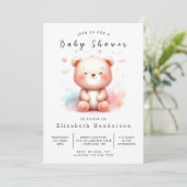 Chic Enchanted Bear Baby Shower Einladung (Stehend Vorderseite)