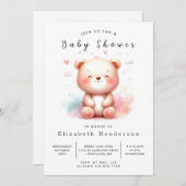 Chic Enchanted Bear Baby Shower Einladung (Vorne/Hinten)