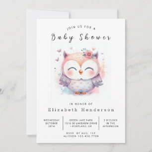 Chic Enchanted Owl Baby Shower Einladung