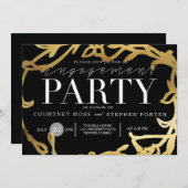 Chic Engagement Party | Gold Floral Einladung (Vorne/Hinten)