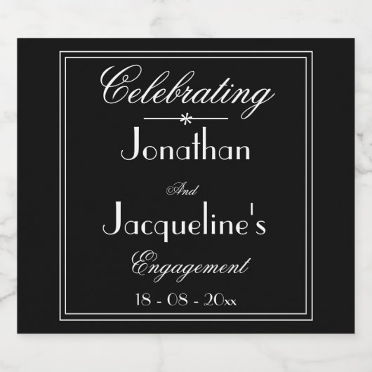 Chic Engagement Party Individuelle Name Elegante B Alkoholflaschenetikett (Einzelnes Label)