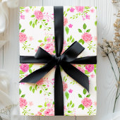 Chic English Rose Watercolor Floral Geschenkpapier