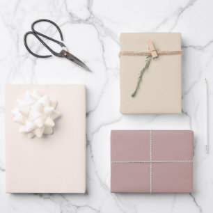 Chic Erdtöne Sand Creme Mauve Einfarbig Geschenkpapier Set