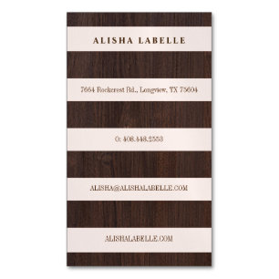 Chic erröten rosa, dunkles Holz u. Goldstilvolles Magnetische Visitenkarte