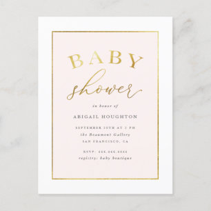 Chic erröten rosa Goldtypographie-Babyparty Einladungspostkarte