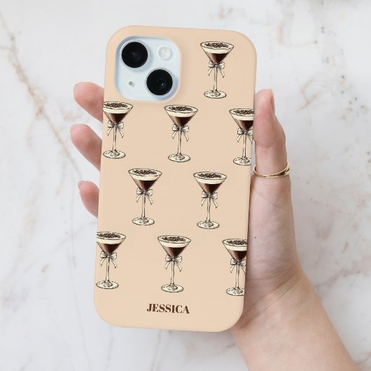 Chic Espresso Bow Muster Personalisiert Brown Case-Mate iPhone Hülle