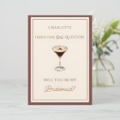 Chic Espresso Martini Themed Bridesmaid Vorschlag Karte (Stehend Vorderseite)