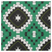 Chic Ethnic Green Black & White Geometric Muster Stoff (Muster)