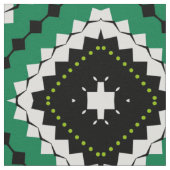 Chic Ethnic Green Black & White Geometric Muster Stoff (Nahaufnahme)