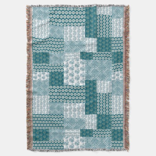 Chic Ethnic Imitats Patchwork Pattern, Aquamarin u Decke (Vorderseite Vertikal)