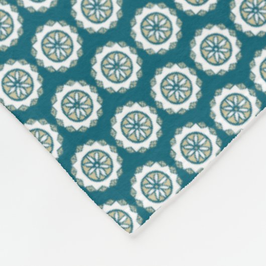 Chic Ethnic Imitats Patchwork Pattern, Aquamarin u Fleecedecke (Ecke)
