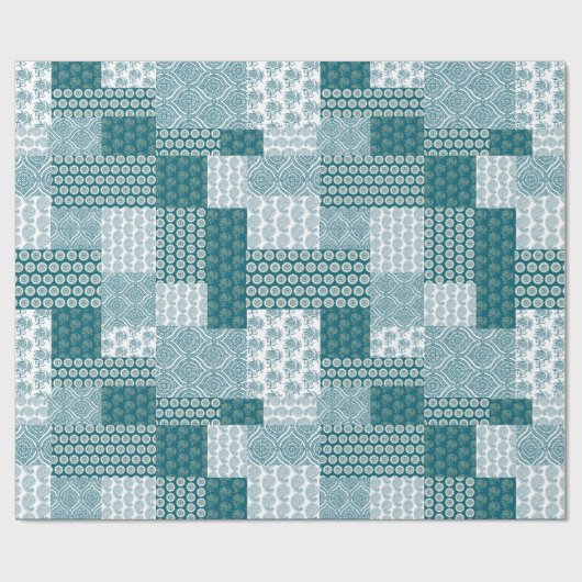 Chic Ethnic Imitats Patchwork Pattern, Aquamarin u Geschenkpapier (Flach)