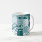 Chic Ethnic Imitats Patchwork Pattern, Aquamarin u Kaffeetasse (VorderseiteRechts)