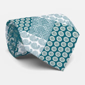 Chic Ethnic Imitats Patchwork Pattern, Aquamarin u Krawatte (Gerollt)