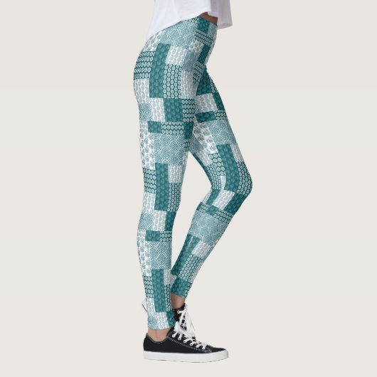 Chic Ethnic Imitats Patchwork Pattern, Aquamarin u Leggings (Rechts)