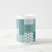 Chic Ethnic Imitats Patchwork Pattern, Aquamarin u Porzellantasse (Vorderseite)