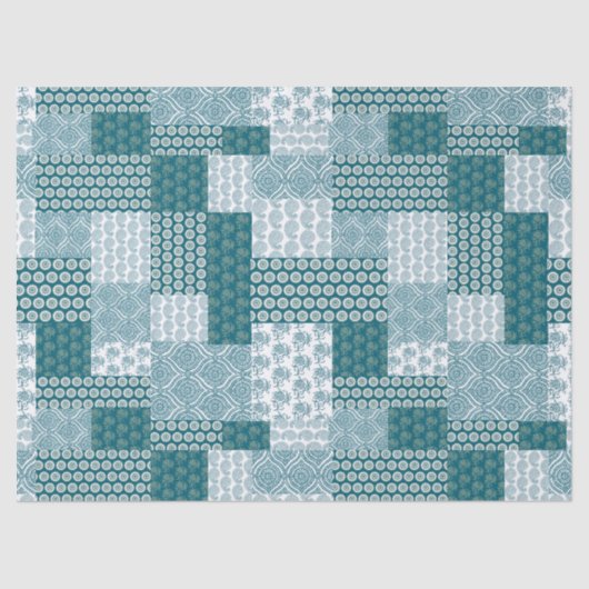 Chic Ethnic Imitats Patchwork Pattern, Aquamarin u Seidenpapier (Vorderseite)