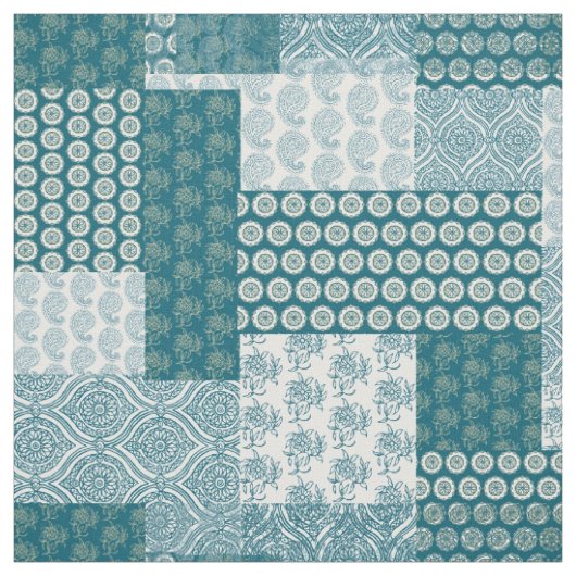 Chic Ethnic Imitats Patchwork Pattern, Aquamarin u Stoff (Muster)