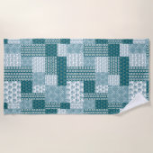 Chic Ethnic Imitats Patchwork Pattern, Aquamarin u Strandtuch (Vorderseite)
